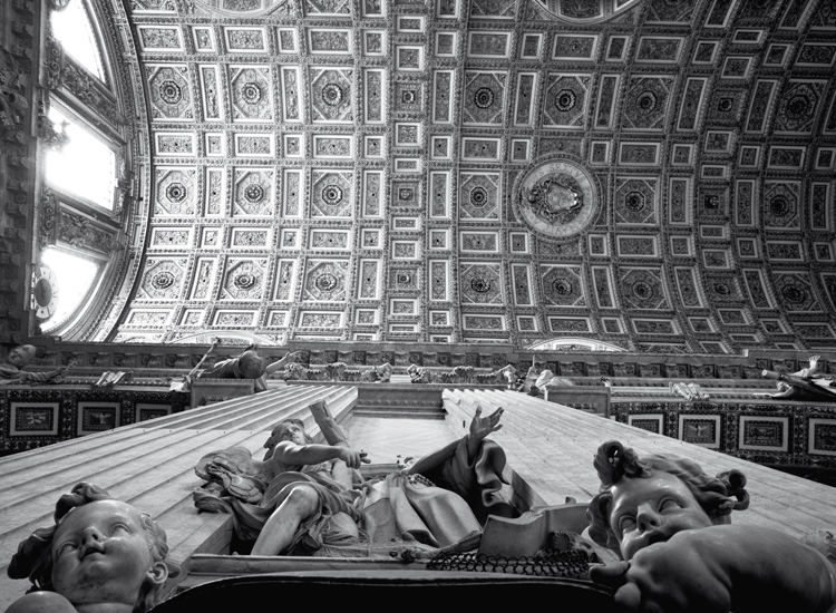 Uno scorcio della statua di san Pietro d’Alcantara, 
di Francisco Vergara Bartual (1753).